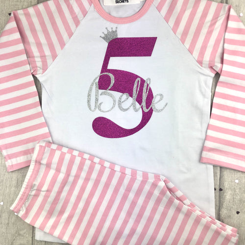 Personalised Girls Pink Birthday Pyjamas