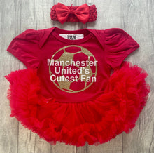 Load image into Gallery viewer, Manchester&#39;s United Cutest Fan Football Tutu Romper Dress - Little Secrets Clothing
