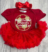 Load image into Gallery viewer, Manchester&#39;s United Cutest Fan Football Tutu Romper Dress
