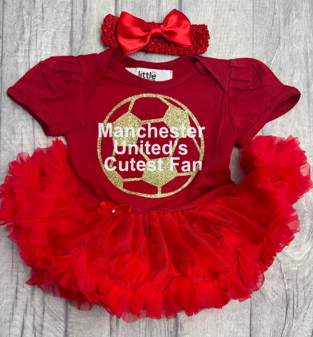 Manchester's United Cutest Fan Football Tutu Romper Dress