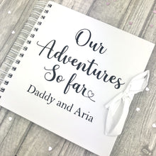Load image into Gallery viewer, Personalised Father&#39;s Day Scrapbook Gift For Dad, Our Adventure So Far..... Black Design
