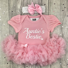 Load image into Gallery viewer, Auntie&#39;s Bestie Baby Girl Tutu Romper With Matching Bow Headband
