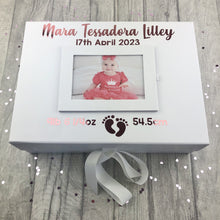Load image into Gallery viewer, Baby Personalised Photo Keepsake Ribbon Memory Box Gift
