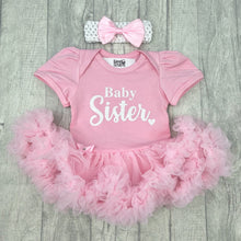 Load image into Gallery viewer, Baby Sister Newborn Baby Girl Tutu Romper with Matching Bow Headband

