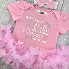 Load image into Gallery viewer, Step Aside Belle There&#39;s A New Princess In Town Disney Light Pink Tutu Romper With Bow Headband
