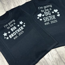 Load image into Gallery viewer, Baby Announcement Sibling T-Shirt, Personalised Big Brother, Big Sister Top
