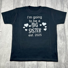 Load image into Gallery viewer, Baby Announcement Sibling T-Shirt, Personalised Big Brother, Big Sister Top
