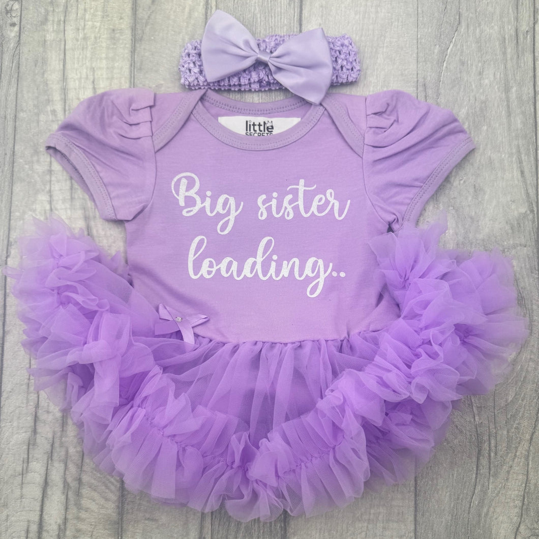 Big Sister Loading.. Baby Girl Tutu Romper, Baby Announcement