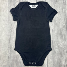 Load image into Gallery viewer, Plain Black Short Sleeved Baby Romper Newborn
