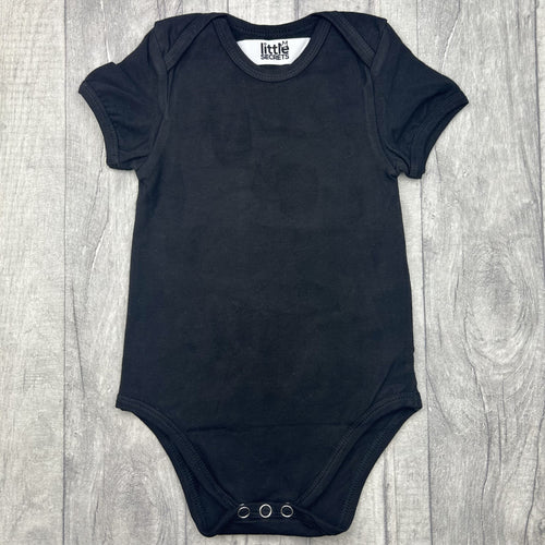 Plain Black Short Sleeved Baby Romper Newborn