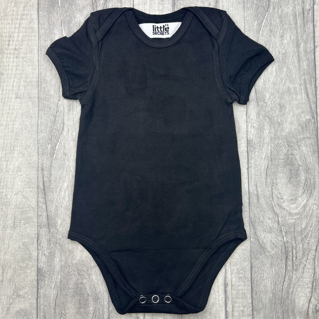 Plain Black Short Sleeved Baby Romper Newborn