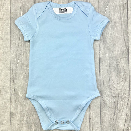 Plain Blue Short Sleeved Baby Romper Newborn