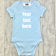 Custom Your Own Blue Short Sleeve Baby Romper