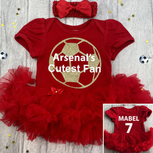 Load image into Gallery viewer, Personalised Arsenal’s Football Cutest Fan Tutu Romper
