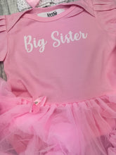 Load image into Gallery viewer, Big Sister / Little Sister Baby Girls White Tutu Romper with Matching Bow Headband
