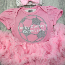 Load image into Gallery viewer, Baby Girls Personalised Cutest Fan Football Pink Tutu Romper
