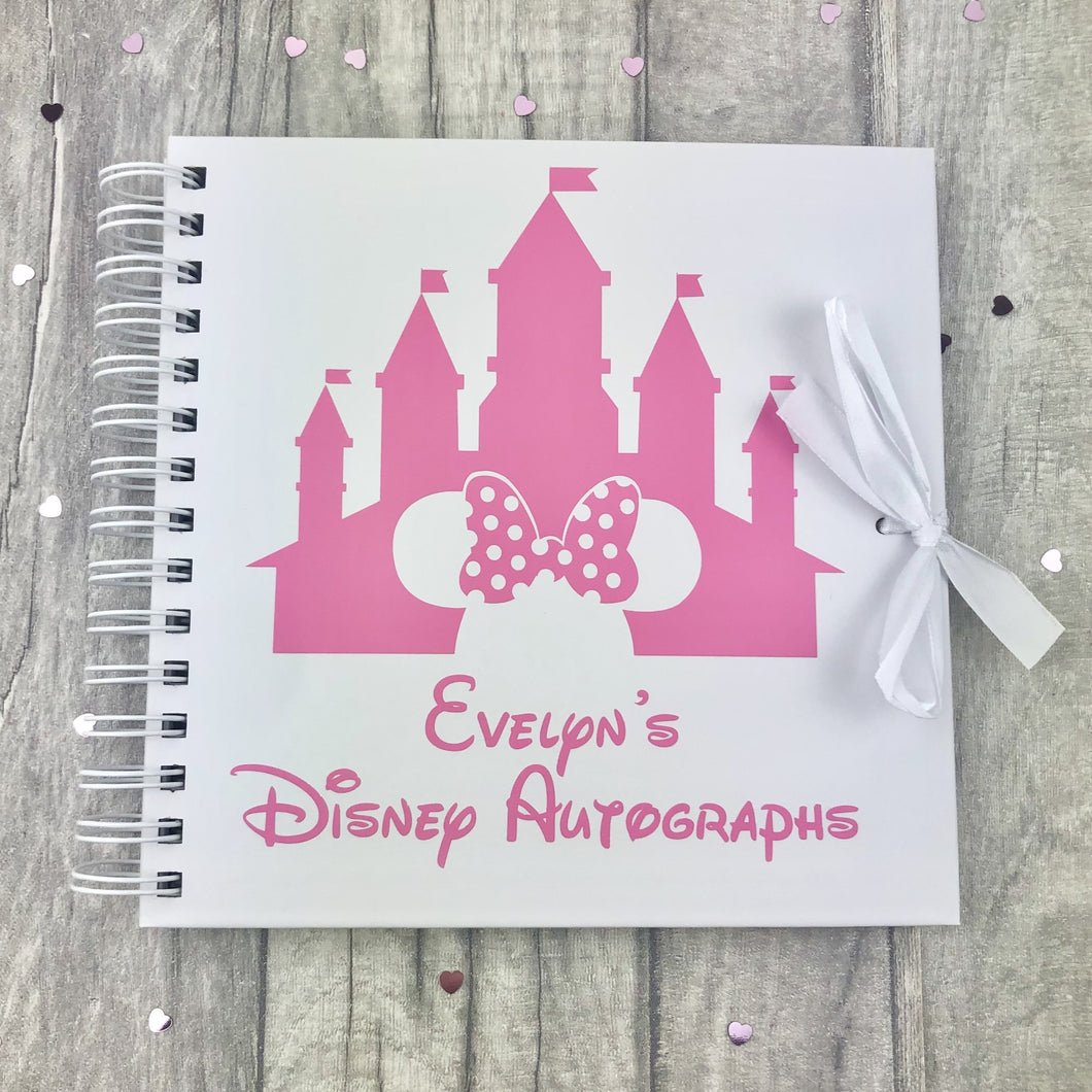 Personalised Disney Autographs Scrapbook Gift, Holiday Memories - Light Pink