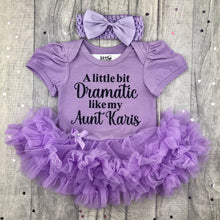 Load image into Gallery viewer, Personalised Funny Aunt Light Purple Tutu Romper with Bow Headband
