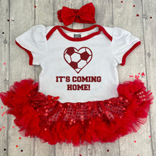 Load image into Gallery viewer, It's Coming Home Baby Girls England Football Tutu Romper Dress, Euros 2024
