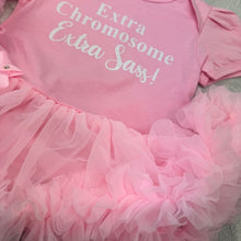 Load image into Gallery viewer, Extra Chromosome Extra Sass! Newborn Baby Girl Tutu Romper
