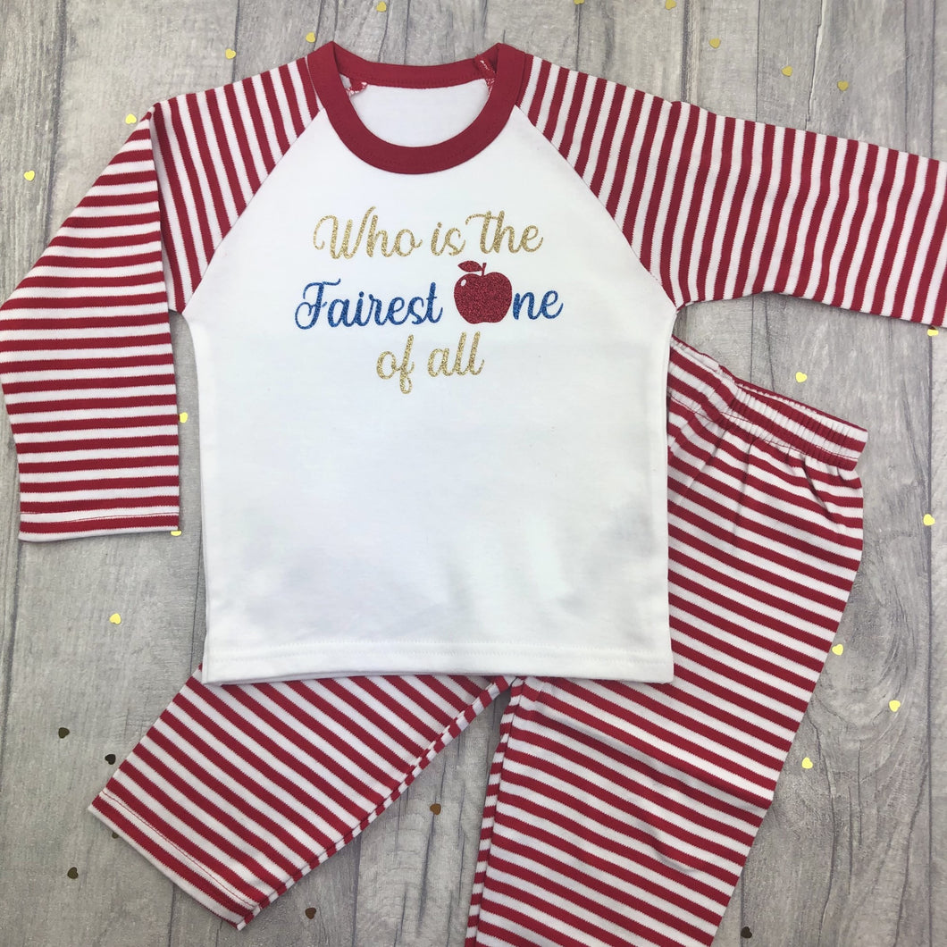 Disney Snow White Red And White Stripe 1st Birthday Girls Pyjamas, Fairest One of All - Little Secrets Clothing