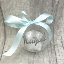 Load image into Gallery viewer, Personalised Feather Filled Christmas Bauble, Remembrance/ Memorial Bauble
