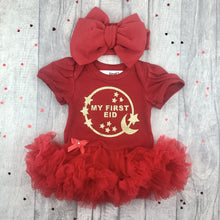 Load image into Gallery viewer, My First Eid Tutu Romper &amp; Oversized Bow Headband Set
