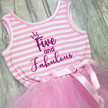 Load image into Gallery viewer, Five And Fabulous Girl&#39;s 5th Birthday White and Pink Tutu Dress
