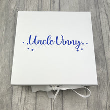 Load image into Gallery viewer, Personalised Will You Be My GodFather? Large Keepsake Ribbon Box - Royal Blue Design
