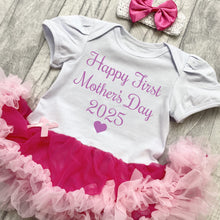 Load image into Gallery viewer, Happy First Mother&#39;s Day 2025 Baby Girl Tutu Romper With Headband, Pink Glitter
