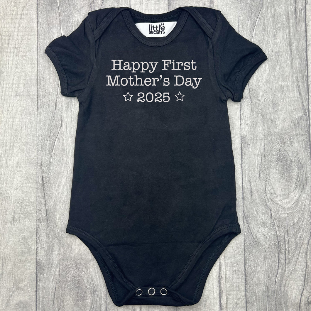 Newborn 1st Mothers Day Romper, Baby Boy Short Sleeve Happy First Mother's Day