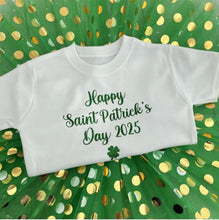 Load image into Gallery viewer, Happy Saint Patrick&#39;s Day 2025 Outfit, Girls Paddy&#39;s Day Irish White T-Shirt And Green Polka Dot Tutu Skirt
