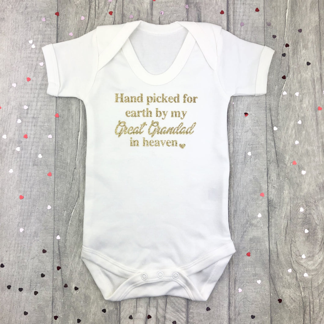 Personalised Hand Picked For Earth By My... In Heaven Baby Boy Girl Romper