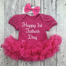Load image into Gallery viewer, 1st Father&#39;s Day Dark Pink Tutu Romper
