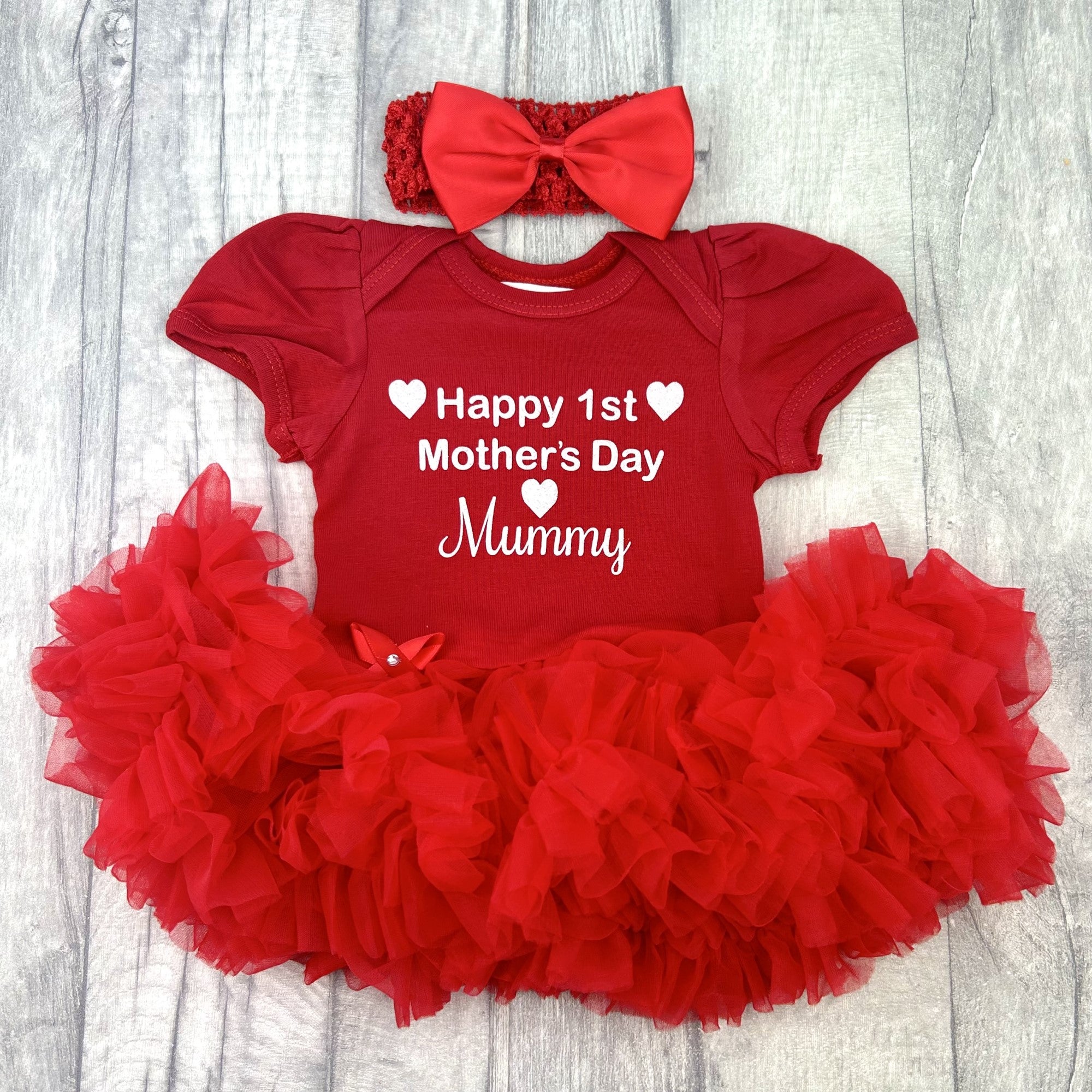 Happy 1st Mother's Day Mummy Baby Girl Tutu Romper With Headband