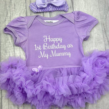 Load image into Gallery viewer, Happy 1st Birthday as my Mummy Baby Girl Tutu Romper and Headband
