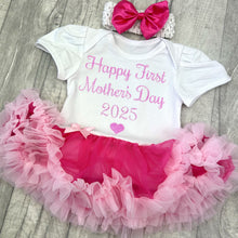 Load image into Gallery viewer, Happy First Mother&#39;s Day 2025 Baby Girl Tutu Romper With Headband, Pink Glitter
