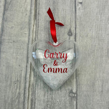 Load image into Gallery viewer, Personalised Christmas Heart Bauble for Couples
