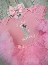 Load image into Gallery viewer, Personalised Mouse Inspired 1st Birthday Baby Girls Pink Tutu Romper with Headband
