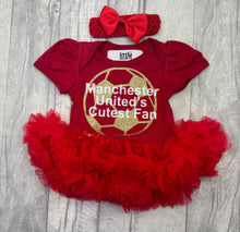 Load image into Gallery viewer, Manchester&#39;s United Cutest Fan Football Tutu Romper Dress
