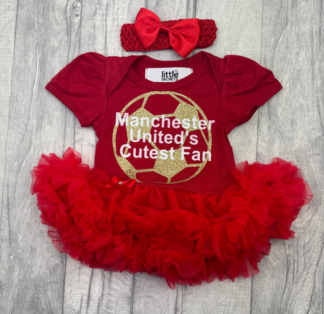 Manchester's United Cutest Fan Football Tutu Romper Dress