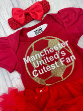 Load image into Gallery viewer, Manchester&#39;s United Cutest Fan Football Tutu Romper Dress
