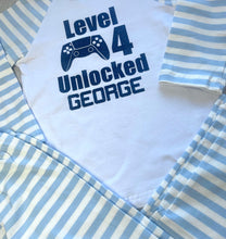 Load image into Gallery viewer, Personalised Game Blue Stripe Birthday Pyjamas - Little Secrets Clothing
