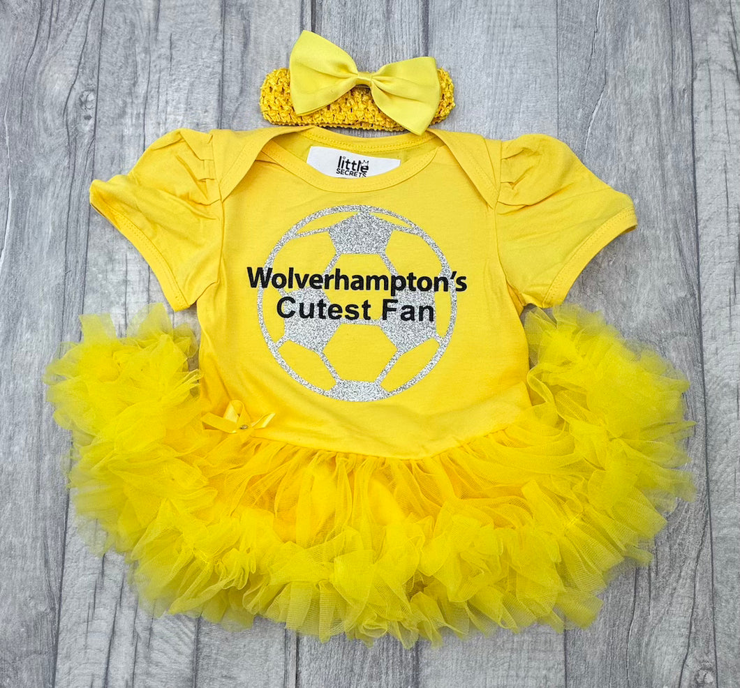 Baby Girls Wolverhampton's Cutest Fan Football Tutu Romper Dress