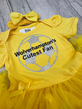 Load image into Gallery viewer, Baby Girls Wolverhampton&#39;s Cutest Fan Football Tutu Romper Dress
