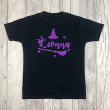 Load image into Gallery viewer, Personalised Witch Girls Boutique Halloween Skirt and T-shirt Set

