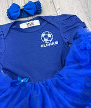 Load image into Gallery viewer, Personalised Football Baby Outfit | Custom Tutu Romper Set
