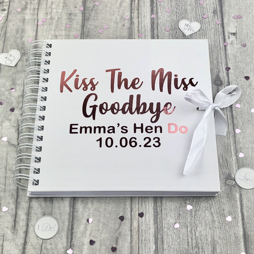 Kiss the Miss Goodbye Scrapbook, Personalised Bride To Be Hen Do Gift - Little Secrets Clothing