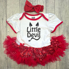 Load image into Gallery viewer, Baby Girl Little Devil Halloween Fancy Dress Red Tutu Romper with Headband - Little Secrets Clothing
