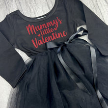 Load image into Gallery viewer, Mummy&#39;s Little Valentine Long Sleeve Black Tutu Dress, Valentine&#39;s Day
